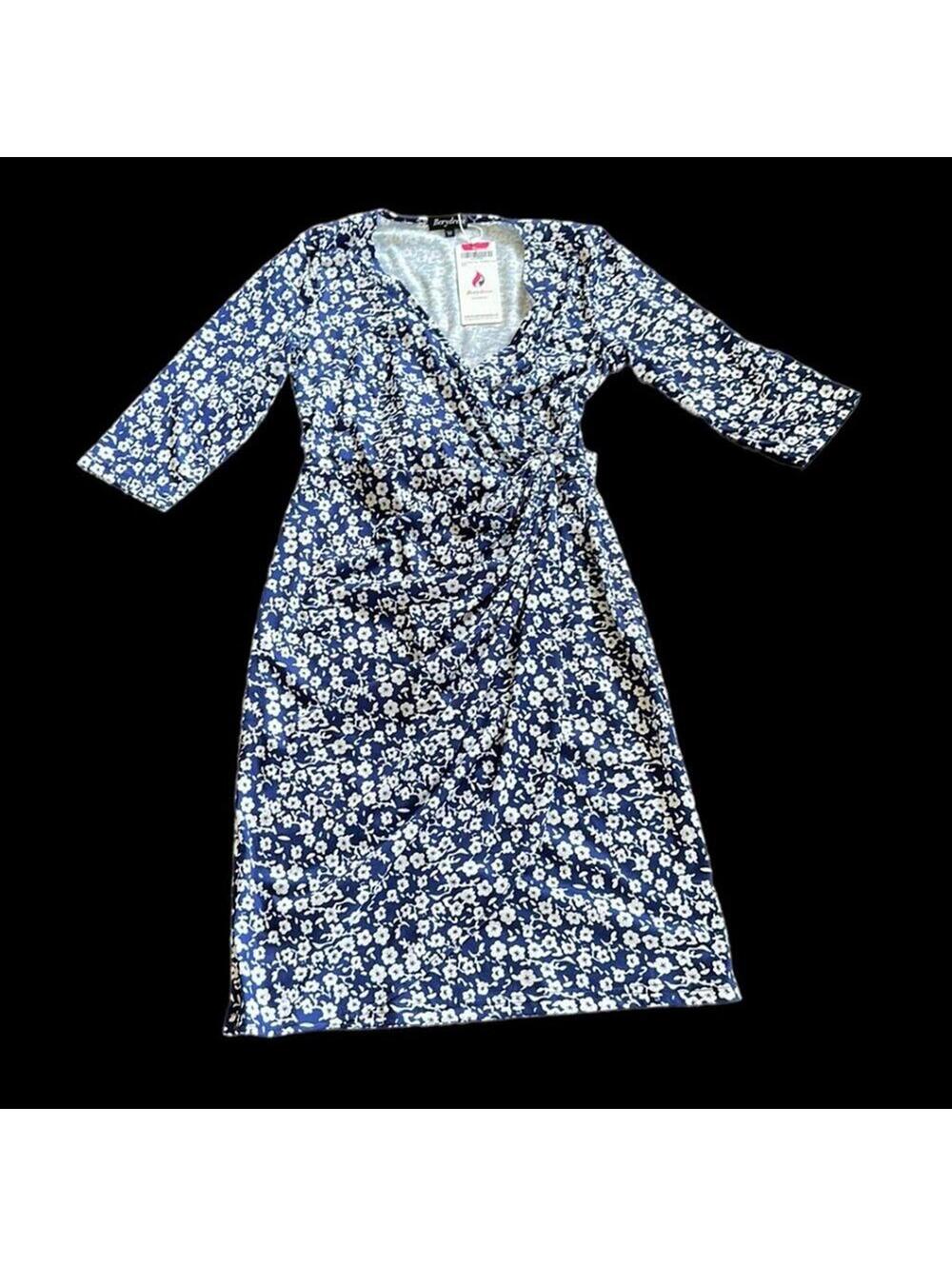 Berydress | Women’s Blue & White Floral 3/4 Sleeve Dress | Size M | NWT | 0715